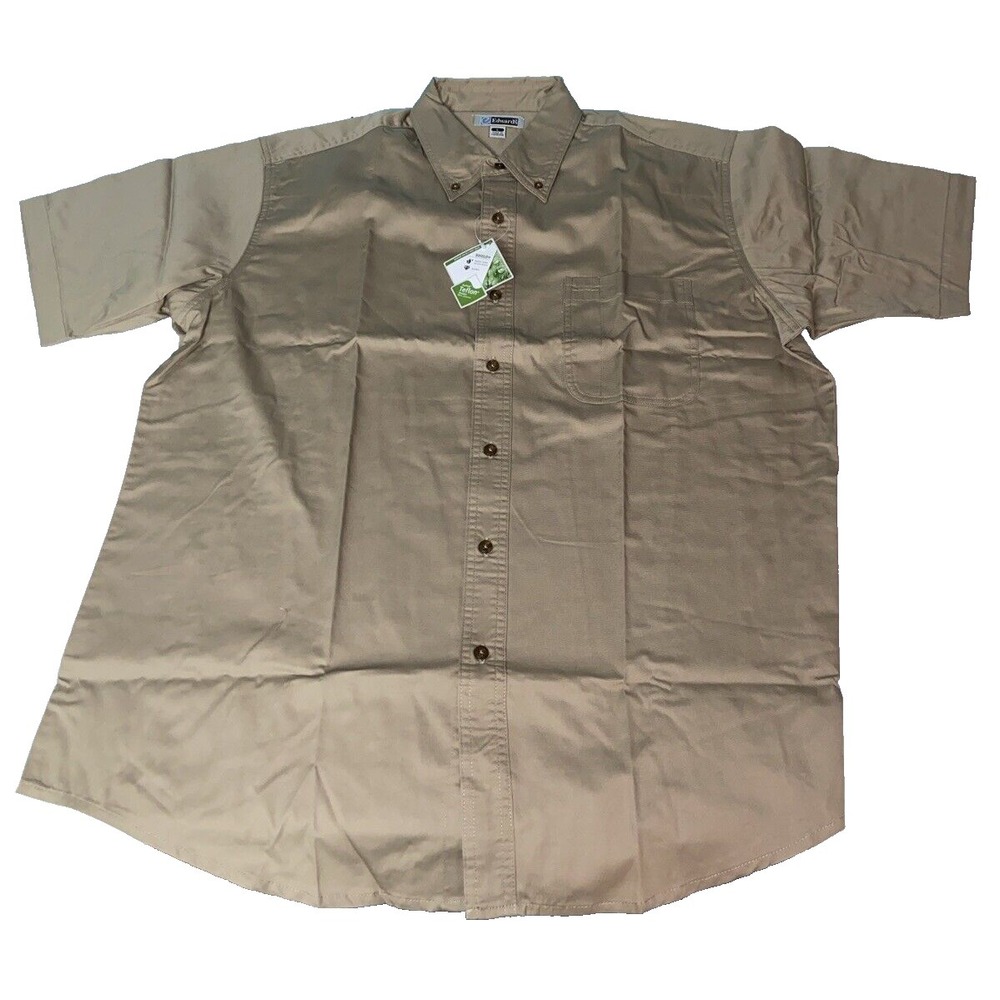 Edwards Shirt mens Large Safari short sleeves button brown